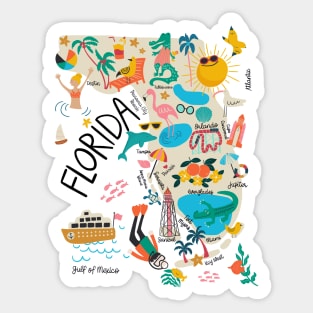 Florida whimsical Map//custom map design and pattern Sticker